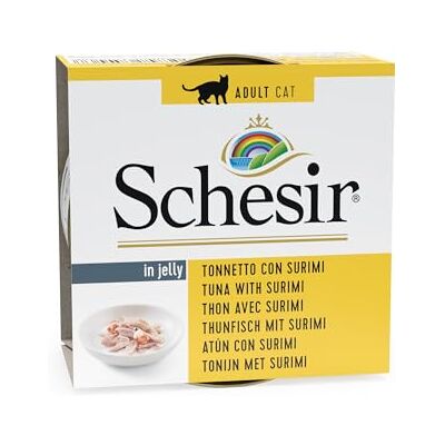 Nourriture pour chats Schesir thon avec surimi en gelée - 85 g - Publicité Nourriture pour chats Schesir thon avec surimi en gelée - 85 g - Publicité