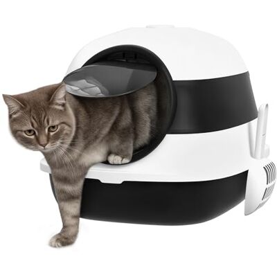 PawHut bac à litière pour Chat Maison de Toilette pour Chat Pliable Porte battante Lucarne + Pelle fournis 52 x 41 x 38 cm Noir Blanc - Publicité PawHut bac à litière pour Chat Maison de Toilette pour Chat Pliable Porte battante Lucarne + Pelle fournis 52 x 41 x 38 cm Noir Blanc - Publicité
