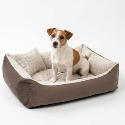 4L Textil TEO Panier Chien Lavable et Déhoussable – Coussin Chien Confortable en Tissu Résistant, Canapé Chien avec Bords Rembourrés – 60x40 cm, Marron/Beige - Publicité 4L Textil TEO Panier Chien Lavable et Déhoussable – Coussin Chien Confortable en Tissu Résistant, Canapé Chien avec Bords Rembourrés – 60x40 cm, Marron/Beige - Publicité