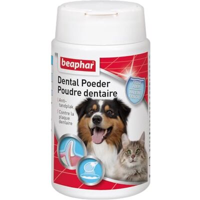Beaphar Poudre Dentaire pour Chien et Chat Nettoyage des Dents sans brossage ni rinçage Combat la Plaque Dentaire, la Formation de tartre et la Mauvaise haleine 100% Naturelle 75g - Publicité Beaphar Poudre Dentaire pour Chien et Chat Nettoyage des Dents sans brossage ni rinçage Combat la Plaque Dentaire, la Formation de tartre et la Mauvaise haleine 100% Naturelle 75g - Publicité