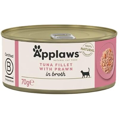 Applaws Natural Nourriture humide pour chat adulte Filet de thon et crevettes au bouillon 24 barquettes de 70 g - Publicité Applaws Natural Nourriture humide pour chat adulte Filet de thon et crevettes au bouillon 24 barquettes de 70 g - Publicité