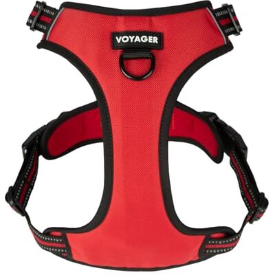 Best Pet Supplies Voyager Harnais pour Chien avec Double Attache pour Laisse Contrôle Anti-Traction Réglable Doux mais Robuste Technologie réfléchissante 3M Treillis Rouge Taille M (Tour de Poitrine : 50,8 - Publicité Best Pet Supplies Voyager Harnais pour Chien avec Double Attache pour Laisse Contrôle Anti-Traction Réglable Doux mais Robuste Technologie réfléchissante 3M Treillis Rouge Taille M (Tour de Poitrine : 50,8 - Publicité