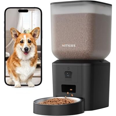 Nityers Distributeur Croquettes Chat Automatique avec Caméra, 5GHz WiFi, Vision Nocturne, Contrôle APP, Angle Caméra Réglable, Bol INOX Grand pour Chats Et Chiens - Publicité Nityers Distributeur Croquettes Chat Automatique avec Caméra, 5GHz WiFi, Vision Nocturne, Contrôle APP, Angle Caméra Réglable, Bol INOX Grand pour Chats Et Chiens - Publicité