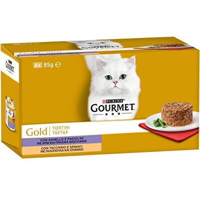 Gourmet Purina Gold Lot de 48 conserves de Nourriture Humide pour Chat, terrines, à la Dinde et aux épinards, 85 g chacune (12 boîtes de 4 x 85 g) - Publicité Gourmet Purina Gold Lot de 48 conserves de Nourriture Humide pour Chat, terrines, à la Dinde et aux épinards, 85 g chacune (12 boîtes de 4 x 85 g) - Publicité