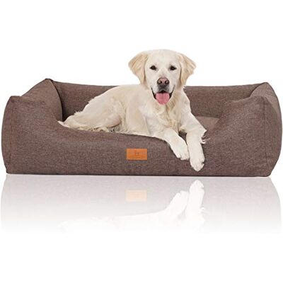 Knuffelwuff Lotte Panier en Velours avec Aspect Tissage Main Marron/Gris XXL 120 x 85 cm - Publicité Knuffelwuff Lotte Panier en Velours avec Aspect Tissage Main Marron/Gris XXL 120 x 85 cm - Publicité