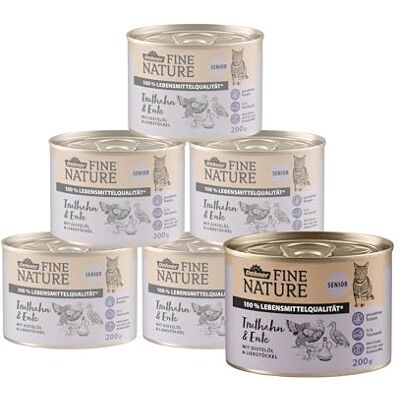 Dehner Fine Nature Senior – Nourriture pour Chat, qualité Alimentaire, Dinde et Canard, 6 x 200 g (1200 g) - Publicité Dehner Fine Nature Senior – Nourriture pour Chat, qualité Alimentaire, Dinde et Canard, 6 x 200 g (1200 g) - Publicité