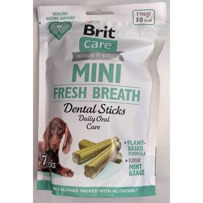 Brit Care Mini Fresh Breath Lot de 7 bâtonnets dentaires quotidiens à la menthe et à la sauge, formule à base de plantes, 120 g - Publicité Brit Care Mini Fresh Breath Lot de 7 bâtonnets dentaires quotidiens à la menthe et à la sauge, formule à base de plantes, 120 g - Publicité