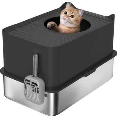 PawHut Bac à litière pour Chat XXL en Acier Inoxydable, 65L Grande capacité, Maison de Toilette pour Chat, avec Pelle et Patins antidérapants, Facile à Nettoyer, 60 x 40 x 38 cm, Noir - Publicité PawHut Bac à litière pour Chat XXL en Acier Inoxydable, 65L Grande capacité, Maison de Toilette pour Chat, avec Pelle et Patins antidérapants, Facile à Nettoyer, 60 x 40 x 38 cm, Noir - Publicité