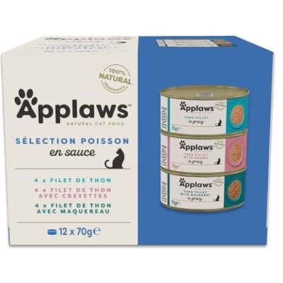 Applaws Nourriture Humide 100% Naturelle pour Chats Adultes, Sélection de Poissons en Sauce, Pack Mixte, 12 x 70g Boîtes - Publicité Applaws Nourriture Humide 100% Naturelle pour Chats Adultes, Sélection de Poissons en Sauce, Pack Mixte, 12 x 70g Boîtes - Publicité