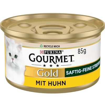 Gourmet Gold Juteux à Fines Rayures avec Poulet, Nourriture Humide pour Chat, 12 x 85 g - Publicité Gourmet Gold Juteux à Fines Rayures avec Poulet, Nourriture Humide pour Chat, 12 x 85 g - Publicité