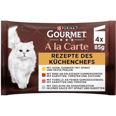 Gourmet PURINA A la Carte Nourriture Humide pour Chat, mélange de variétés, Paquet de 12 (12 x 4 sachets de 85 g) - Publicité Gourmet PURINA A la Carte Nourriture Humide pour Chat, mélange de variétés, Paquet de 12 (12 x 4 sachets de 85 g) - Publicité