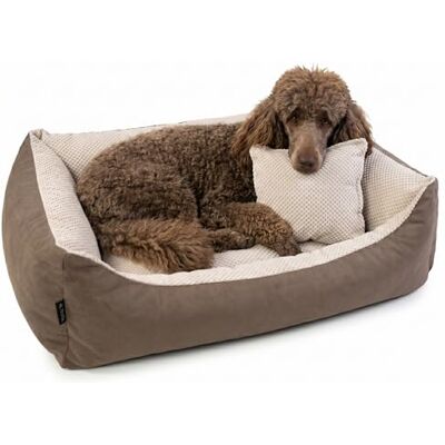 4L Textil TEO Panier Chien Lavable et Déhoussable – Coussin Chien Confortable en Tissu Résistant, Canapé Chien avec Bords Rembourrés – 80x60 cm, Marron/Beige - Publicité 4L Textil TEO Panier Chien Lavable et Déhoussable – Coussin Chien Confortable en Tissu Résistant, Canapé Chien avec Bords Rembourrés – 80x60 cm, Marron/Beige - Publicité