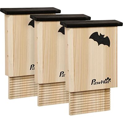 PawHut Ensemble de 3 Nichoirs à Chauves-souris en Bois - Publicité PawHut Ensemble de 3 Nichoirs à Chauves-souris en Bois - Publicité