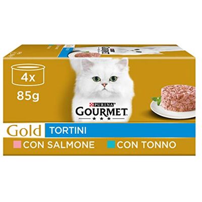Gourmet Purina Gold Terrines Nourriture Humide pour Chat avec Saumon et Thon, 48 conserves de 85 g chacune - Publicité Gourmet Purina Gold Terrines Nourriture Humide pour Chat avec Saumon et Thon, 48 conserves de 85 g chacune - Publicité