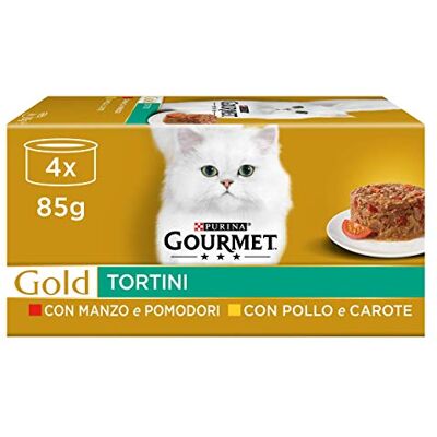 Gourmet Purina Gold Lot de 48 conserves de Nourriture Humide pour Chat, terrines, au bœuf et aux tomates, 85 g chacune (12 boîtes de 4 x 85 g) - Publicité Gourmet Purina Gold Lot de 48 conserves de Nourriture Humide pour Chat, terrines, au bœuf et aux tomates, 85 g chacune (12 boîtes de 4 x 85 g) - Publicité