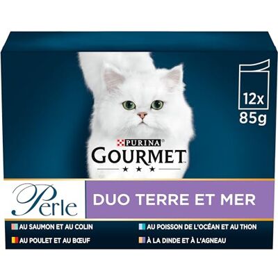 Gourmet Les Duos : Saumon-Colin, Poisson de l'Océan-Thon, Poulet-Bœuf, Dinde-Agneau 12x85g Lot de 6 - Publicité Gourmet Les Duos : Saumon-Colin, Poisson de l'Océan-Thon, Poulet-Bœuf, Dinde-Agneau 12x85g Lot de 6 - Publicité