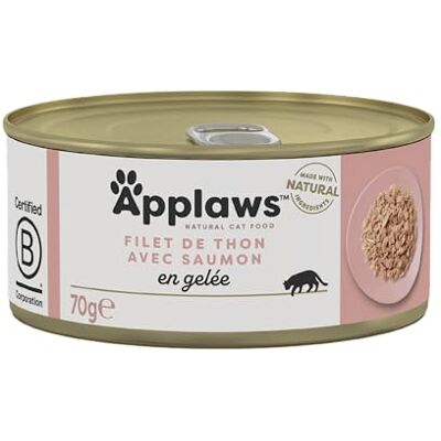 Applaws Natural Wet Cat Food, Tuna Fillet with Salmon in Jelly 24 x 70g Tins - Publicité Applaws Natural Wet Cat Food, Tuna Fillet with Salmon in Jelly 24 x 70g Tins - Publicité