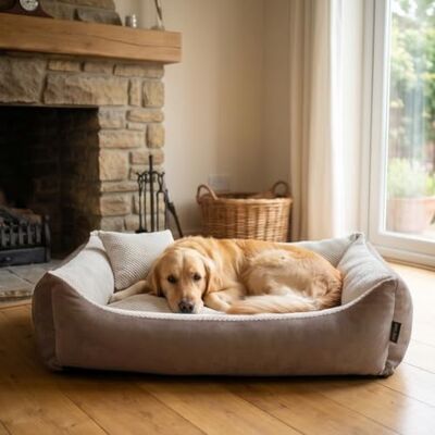 4L Textil TEO Panier Chien Lavable et Déhoussable – Coussin Chien Confortable en Tissu Résistant, Canapé Chien avec Bords Rembourrés – 100x80 cm, Marron/Beige - Publicité 4L Textil TEO Panier Chien Lavable et Déhoussable – Coussin Chien Confortable en Tissu Résistant, Canapé Chien avec Bords Rembourrés – 100x80 cm, Marron/Beige - Publicité