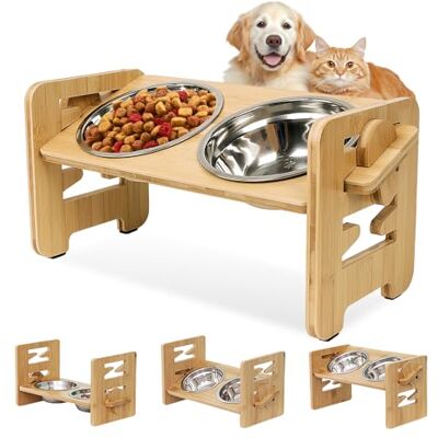 PORFOYO Surelevee Gamelle surélevée pour chiens et chats Surelevee avec 2 bols en acier inoxydable à 6 hauteurs réglables, gamelle surélevée pour chiens et chats - Publicité PORFOYO Surelevee Gamelle surélevée pour chiens et chats Surelevee avec 2 bols en acier inoxydable à 6 hauteurs réglables, gamelle surélevée pour chiens et chats - Publicité