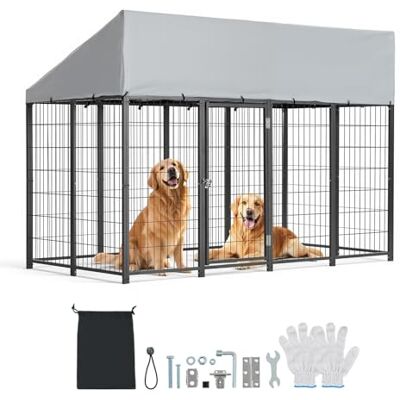 VEVOR Chenil Extérieur 2,4x1,2x1,65 m Enclos pour Chien avec Toit Cage Extérieure pour Grands Chiens Parc Robuste pour Chiens avec Bâche PE Résistante aux UV et Imperméable, Verrou de Porte Sécurisé - Publicité VEVOR Chenil Extérieur 2,4x1,2x1,65 m Enclos pour Chien avec Toit Cage Extérieure pour Grands Chiens Parc Robuste pour Chiens avec Bâche PE Résistante aux UV et Imperméable, Verrou de Porte Sécurisé - Publicité