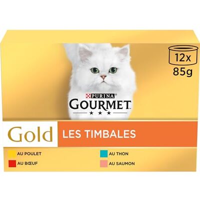 Gourmet Les Timbales : Bœuf, Poulet, Saumon, Thon 12 x 85 g Lot de 8 - Publicité Gourmet Les Timbales : Bœuf, Poulet, Saumon, Thon 12 x 85 g Lot de 8 - Publicité
