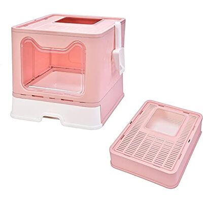 SHISHI Bac à Litière pour Chat Fermée, Grande Maison de Toilette Chat Pliable avec Couvercle, Tiroir à Litière avec Pelle, WC pour Chats, Jusqu'à 7 kg (Rose XL 51×41×38 cm) - Publicité SHISHI Bac à Litière pour Chat Fermée, Grande Maison de Toilette Chat Pliable avec Couvercle, Tiroir à Litière avec Pelle, WC pour Chats, Jusqu'à 7 kg (Rose XL 51×41×38 cm) - Publicité