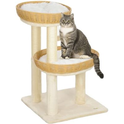 PawHut Arbre à Chat, Arbre à Grimper, Hauteur de 75,5 cm, avec Deux Lits pour Chat en rotin, griffoirs, Coussins lavables, Balle de Jouet, Beige - Publicité PawHut Arbre à Chat, Arbre à Grimper, Hauteur de 75,5 cm, avec Deux Lits pour Chat en rotin, griffoirs, Coussins lavables, Balle de Jouet, Beige - Publicité
