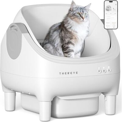 Thereye Litiere Chat autonettoyante avec Application et capteur de sécurité, Ouverture silencieuse, élimination des odeurs, pour Chats de 1,5 à 12,5 kg, Triple Protection Anti-pinceme - Publicité Thereye Litiere Chat autonettoyante avec Application et capteur de sécurité, Ouverture silencieuse, élimination des odeurs, pour Chats de 1,5 à 12,5 kg, Triple Protection Anti-pinceme - Publicité