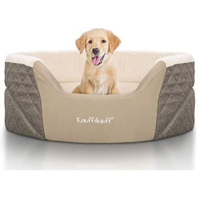 Knuffelwuff panier chien, lit pour chien, coussin, corbeille pour chien Lena, panier orthopédique, velours, marron/beige 90 x 66cm - Publicité Knuffelwuff panier chien, lit pour chien, coussin, corbeille pour chien Lena, panier orthopédique, velours, marron/beige 90 x 66cm - Publicité