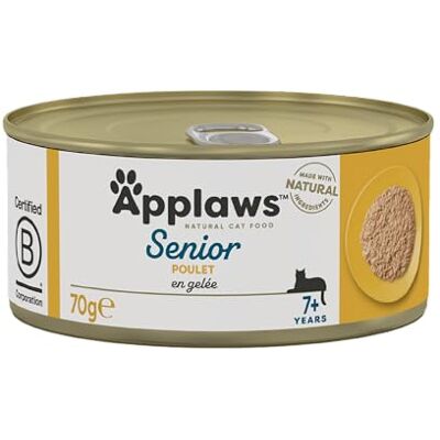 Applaws Aliments humides naturels pour chats Saveur de poulet en gelée pour les chats âgés Lot de 24 boîtes de 70g - Publicité Applaws Aliments humides naturels pour chats Saveur de poulet en gelée pour les chats âgés Lot de 24 boîtes de 70g - Publicité