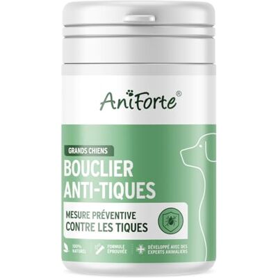 AniForte Bouclier Anti-tiques pour Chiens (35-50 kg) 60 gélules Protection Anti-tiques pour Chiens, Vraie Barrière Contre Les tiques, Naturel & Efficace - Publicité AniForte Bouclier Anti-tiques pour Chiens (35-50 kg) 60 gélules Protection Anti-tiques pour Chiens, Vraie Barrière Contre Les tiques, Naturel & Efficace - Publicité