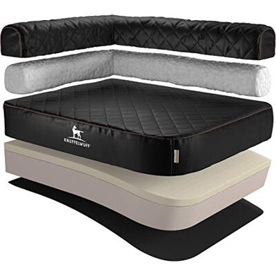 Knuffelwuff Winslow Panier d'angle Orthopédique en Similicuir Surpiquage au Laser Accoudoir à Gauche Noir XL 100 x 70 cm - Publicité Knuffelwuff Winslow Panier d'angle Orthopédique en Similicuir Surpiquage au Laser Accoudoir à Gauche Noir XL 100 x 70 cm - Publicité