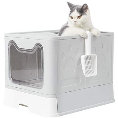 BingoPaw Bac Litière Chat Pliable: Maison de Toilette XXL pour Chats Grande Taille Anti Odeur Caisse Litière Fermée 51 x 41 x 38 cm Blanc - Publicité BingoPaw Bac Litière Chat Pliable: Maison de Toilette XXL pour Chats Grande Taille Anti Odeur Caisse Litière Fermée 51 x 41 x 38 cm Blanc - Publicité