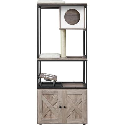 Feandrea Arbre à Chat, Maison pour Chat avec Cache-litière, Gamelles Surélevées, Poteau à Griffer en Sisal, Tapis Lavables, Grège PCT312G01 - Publicité Feandrea Arbre à Chat, Maison pour Chat avec Cache-litière, Gamelles Surélevées, Poteau à Griffer en Sisal, Tapis Lavables, Grège PCT312G01 - Publicité
