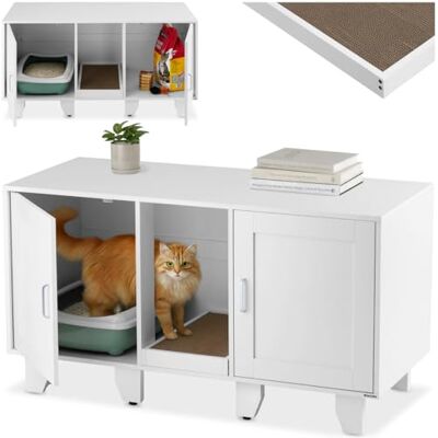 tectake ® Armoire 2en1 Meuble Toilette pour Chat Meuble de Rangement pour litière Chat avec 2 Portes & Tapis à griffer, idéal pour Rangement Nourriture pour Chats, Maison, entrée, Couloir, Salon - Publicité tectake ® Armoire 2en1 Meuble Toilette pour Chat Meuble de Rangement pour litière Chat avec 2 Portes & Tapis à griffer, idéal pour Rangement Nourriture pour Chats, Maison, entrée, Couloir, Salon - Publicité
