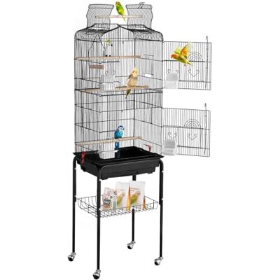 VEVOR Cage Oiseau 45,7 x 35,5 x 151 cm, Grande Cage Oiseaux en Métal avec Support Roulant, Plateau Détachable, Perchoirs, Mangeoires, Jouet, pour Oiseaux d'amour, Perroquets, Perruches, Calopsittes - Publicité VEVOR Cage Oiseau 45,7 x 35,5 x 151 cm, Grande Cage Oiseaux en Métal avec Support Roulant, Plateau Détachable, Perchoirs, Mangeoires, Jouet, pour Oiseaux d'amour, Perroquets, Perruches, Calopsittes - Publicité