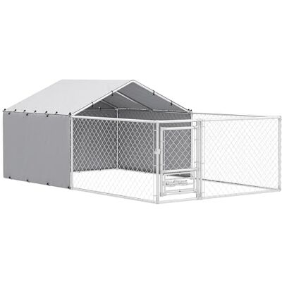 PawHut Kennel Clôture pour chiens d'extérieur avec toit anti-UV imperméable et bols rotatifs, boîte de rangement pour chiens de taille moyenne et grande avec porte avec verrouillage en acier, 400 x - Publicité PawHut Kennel Clôture pour chiens d'extérieur avec toit anti-UV imperméable et bols rotatifs, boîte de rangement pour chiens de taille moyenne et grande avec porte avec verrouillage en acier, 400 x - Publicité