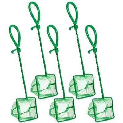 GOSHIES Lot de 5 épuisettes pour aquarium Filet carré vert pour petits poissons crevettes - Publicité GOSHIES Lot de 5 épuisettes pour aquarium Filet carré vert pour petits poissons crevettes - Publicité