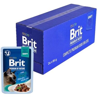 Brit Nourriture Humide de qualité supérieure pour Chats, Filets délicats en Sauce avec bœuf, Nourriture pour Chat Riche en protéines, 24 x 85 g - Publicité Brit Nourriture Humide de qualité supérieure pour Chats, Filets délicats en Sauce avec bœuf, Nourriture pour Chat Riche en protéines, 24 x 85 g - Publicité