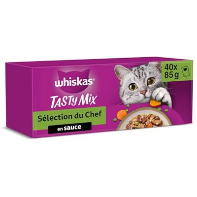WHISKAS - Tasty Mix Sachets En Sauce - 4 Variétés - Nourriture pour chat - Publicité WHISKAS - Tasty Mix Sachets En Sauce - 4 Variétés - Nourriture pour chat - Publicité
