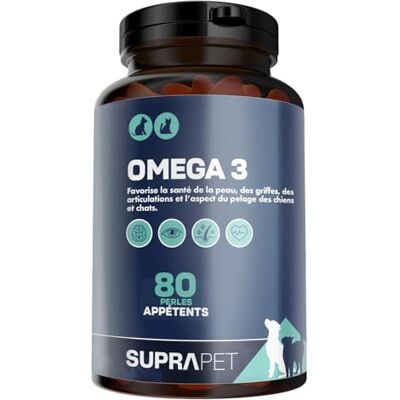 Suprapet Omega 3 pour animaux 80 capsules - Supplément - Publicité Suprapet Omega 3 pour animaux 80 capsules - Supplément - Publicité