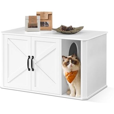 Feandrea Meuble Litière pour Chat, Meuble Moderne Cache-Litière, Entrée par Devant, Double Porte, Poignées, Maison pour Chat, Table d’Appoint, 85 x 48,5 x 50 cm, Blanc Nuage PCL012W01 - Publicité Feandrea Meuble Litière pour Chat, Meuble Moderne Cache-Litière, Entrée par Devant, Double Porte, Poignées, Maison pour Chat, Table d’Appoint, 85 x 48,5 x 50 cm, Blanc Nuage PCL012W01 - Publicité