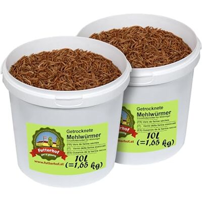 Futterhof vers de Farine séchés Seau de 2 x 10 L (= 3,30 kg), Premium Qualité - Publicité Futterhof vers de Farine séchés Seau de 2 x 10 L (= 3,30 kg), Premium Qualité - Publicité