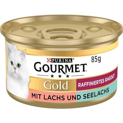 Gourmet Gold Ragout Duetto Lot de 12 boîtes de Nourriture Humide pour Chat au Saumon et au Lieu Noir, 12 x 85 g - Publicité Gourmet Gold Ragout Duetto Lot de 12 boîtes de Nourriture Humide pour Chat au Saumon et au Lieu Noir, 12 x 85 g - Publicité