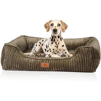 Knuffelwuff Sedona M-L Lit orthopédique pour chien, en velours côtelé, 85 x 63 cm, kaki, housse amovible, lavable, pour chiens de grande, moyenne et petite taille - Publicité Knuffelwuff Sedona M-L Lit orthopédique pour chien, en velours côtelé, 85 x 63 cm, kaki, housse amovible, lavable, pour chiens de grande, moyenne et petite taille - Publicité