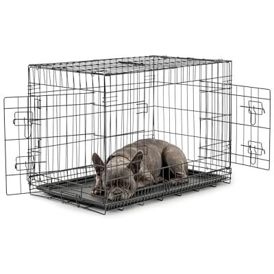 lionto Cage de Transport Pliable Chien et Chat, 76 x 49 x 56 cm, Noir Cage métallique pliable avec bac plastique, cloison et fermetures robustes, pour la voiture, le voyage ou le vétérinaire - Publicité lionto Cage de Transport Pliable Chien et Chat, 76 x 49 x 56 cm, Noir Cage métallique pliable avec bac plastique, cloison et fermetures robustes, pour la voiture, le voyage ou le vétérinaire - Publicité