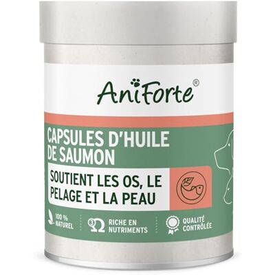 AniForte Huile de Saumon de Norvège 200 Capsules pour Chiens et Chats, Omega-3 acides Gras, Très Riche en Antioxydant, Beauté du Pelage, EPA DHA ALA, Barf Supplément - Publicité AniForte Huile de Saumon de Norvège 200 Capsules pour Chiens et Chats, Omega-3 acides Gras, Très Riche en Antioxydant, Beauté du Pelage, EPA DHA ALA, Barf Supplément - Publicité