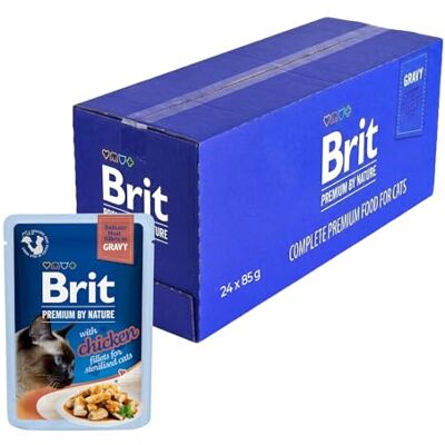 Brit Nourriture Humide de qualité supérieure pour Chats, Filets délicats en Sauce avec Poulet, Nourriture pour Chat Riche en protéines, 24 x 85 g - Publicité Brit Nourriture Humide de qualité supérieure pour Chats, Filets délicats en Sauce avec Poulet, Nourriture pour Chat Riche en protéines, 24 x 85 g - Publicité
