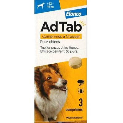 Elanco Italia Spa Adtab - Traitement contre puces et tiques pour chiens 22-45kg - Publicité Elanco Italia Spa Adtab - Traitement contre puces et tiques pour chiens 22-45kg - Publicité