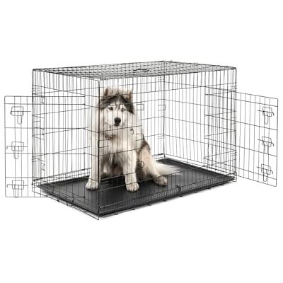lionto Cage de Transport Pliable Chien et Chat, 122 x 75 x 81 cm, Noir Cage métallique pliable avec bac plastique, cloison et fermetures robustes, pour la voiture, le voyage ou le vétérinaire - Publicité lionto Cage de Transport Pliable Chien et Chat, 122 x 75 x 81 cm, Noir Cage métallique pliable avec bac plastique, cloison et fermetures robustes, pour la voiture, le voyage ou le vétérinaire - Publicité